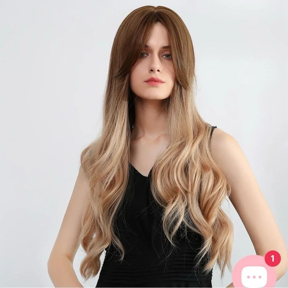 Haircube Ombre Blonde Synthetic Wig With Curtain Bangs